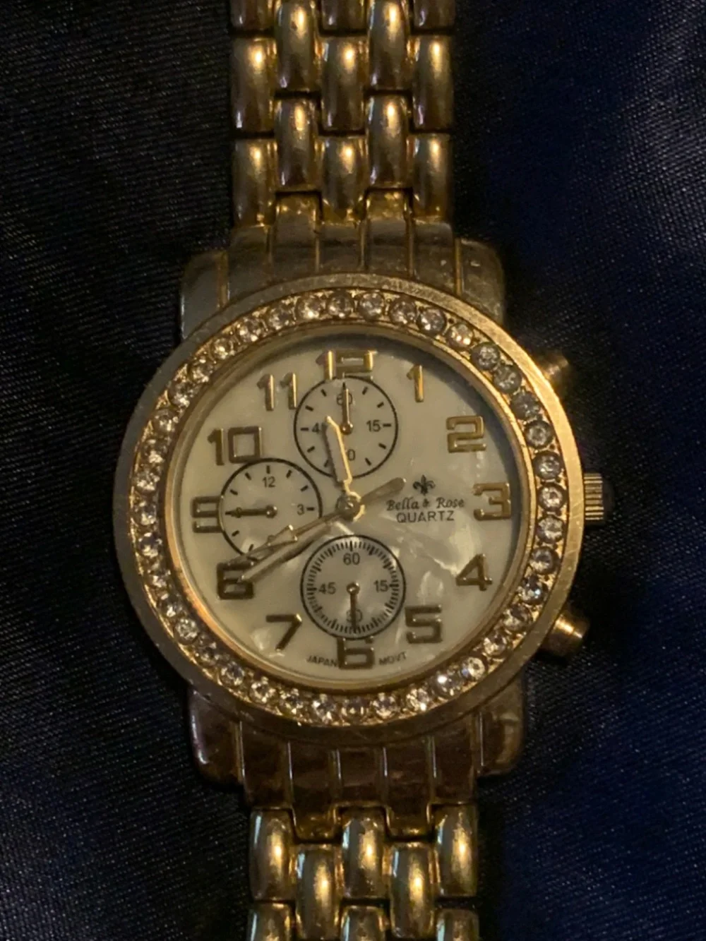 Bella Rose Closet Gold-Tone Men's Bracelet Watch with Crystal Accents